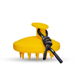 SCALP MASSAGER amarillo con mango ergonómico y cerdas de silicona, ideal para cuidado capilar y estimulación del cuero cabelludo.