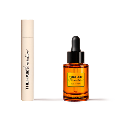 Brow Boomer en tubo crema junto a Hair Boomer 30 mL con gotero
